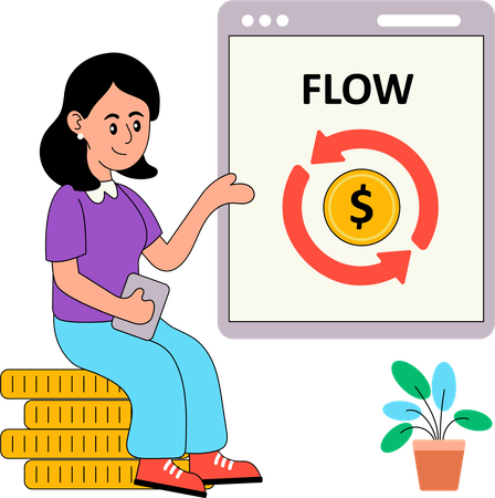 Girl doing Cash Flow management  Illustration