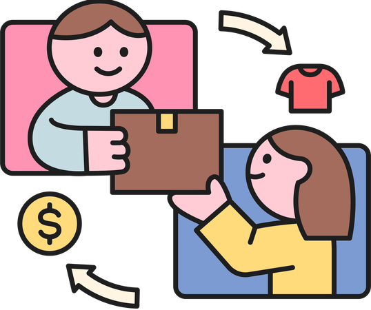 Girl doing cash on delivery payment  Illustration