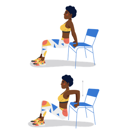 Girl doing Chair Dips  Illustration