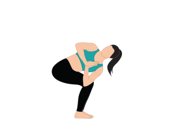 Girl doing chair twist pose  Illustration