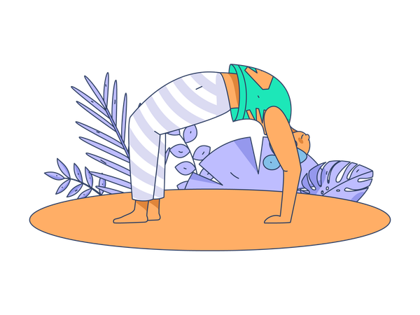 Girl doing chakrasana  Illustration