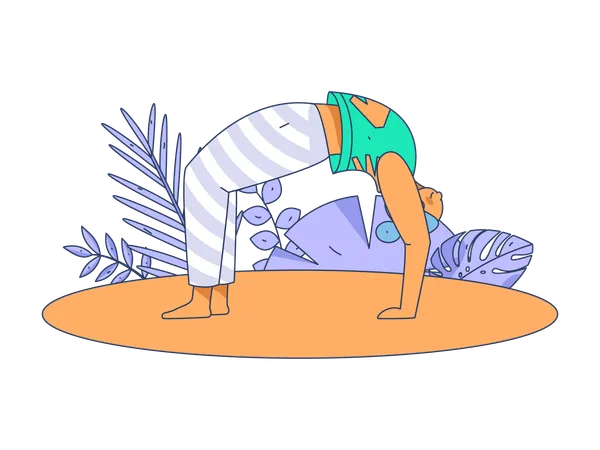 Girl doing chakrasana  Illustration