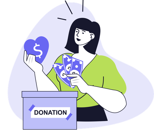 Girl doing charity donation  Illustration