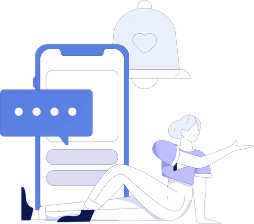 Girl doing chatting on mobile  Illustration