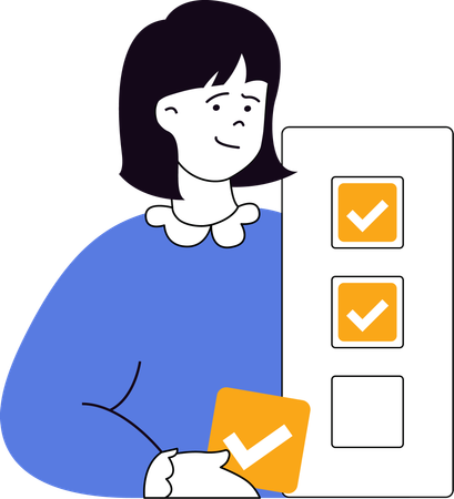 Girl doing checkmark on planning list  Illustration