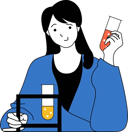 Girl doing chemical experiment  Illustration