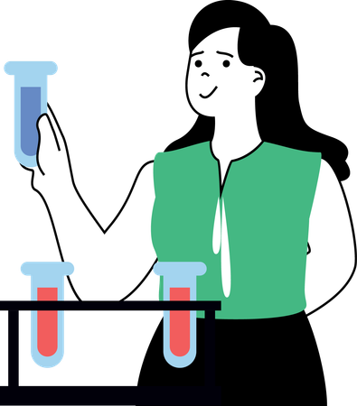 Girl doing chemical experiment  Illustration