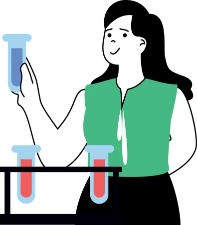 Girl doing chemical experiment  Illustration