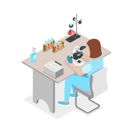Girl doing Chemical Laboratory Research  Illustration