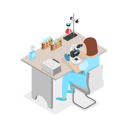 3 D Isometric Flat Vector Icon Of Scientist Chemical Laboratory Research イラスト