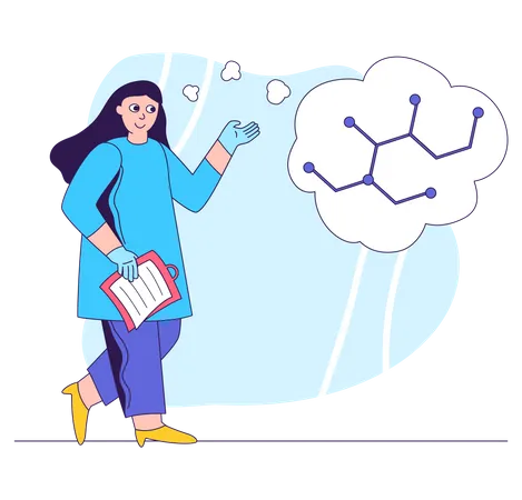 Girl doing chemical research  Illustration