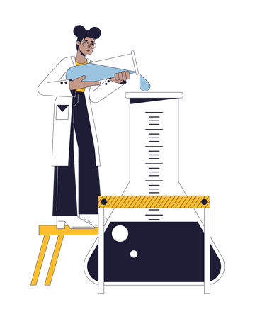 Girl doing Chemistry experiment  Illustration