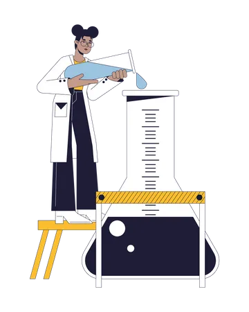 Girl doing Chemistry experiment  Illustration