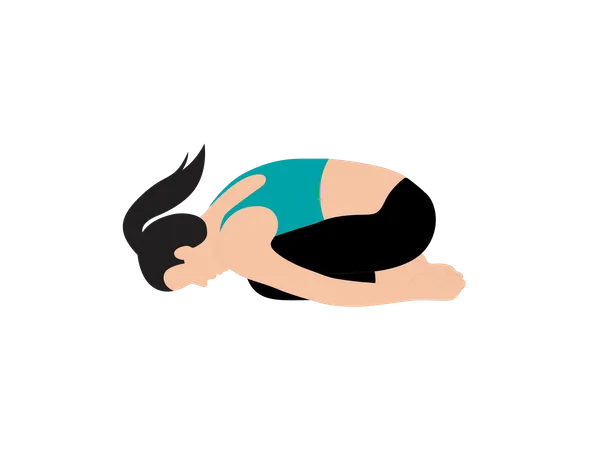 Girl doing child pose  Illustration