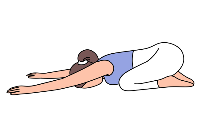 Girl doing Child Yoga Pose  Illustration