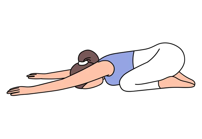 Girl doing Child Yoga Pose  Illustration