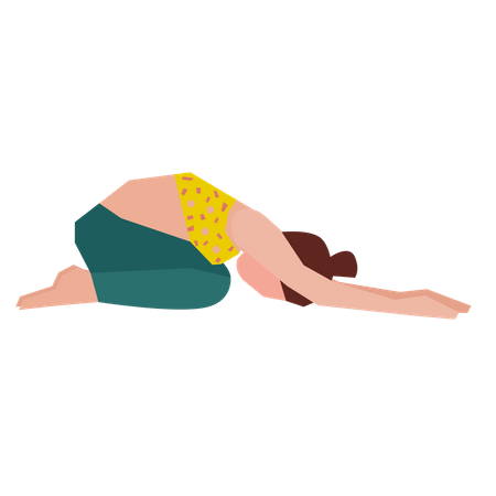 Girl doing child yoga pose Illustration