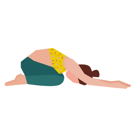 Girl doing child yoga pose  Illustration