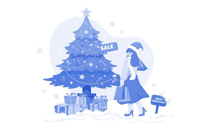 Girl doing Christmas decoration at home  Illustration