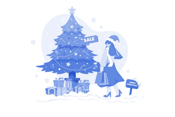 Girl doing Christmas decoration at home  Illustration