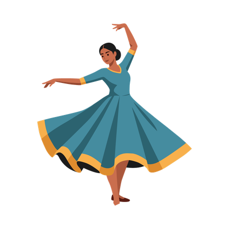 Girl doing classical folk dance  Illustration