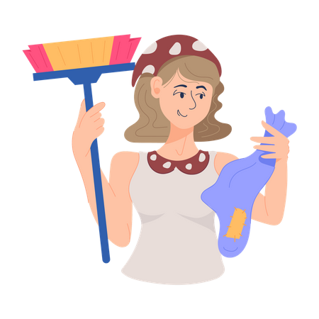 Girl doing cleaning Service  Illustration