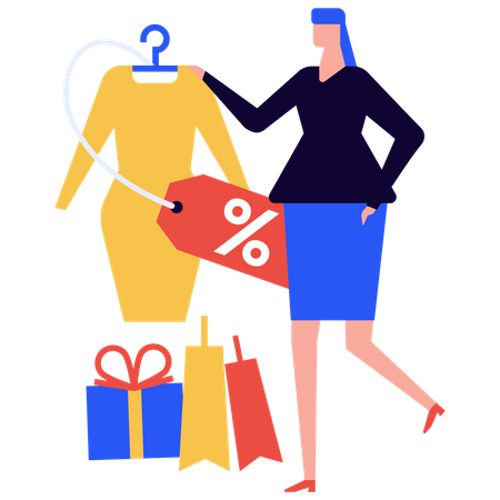 Girl doing clothes shopping Illustration