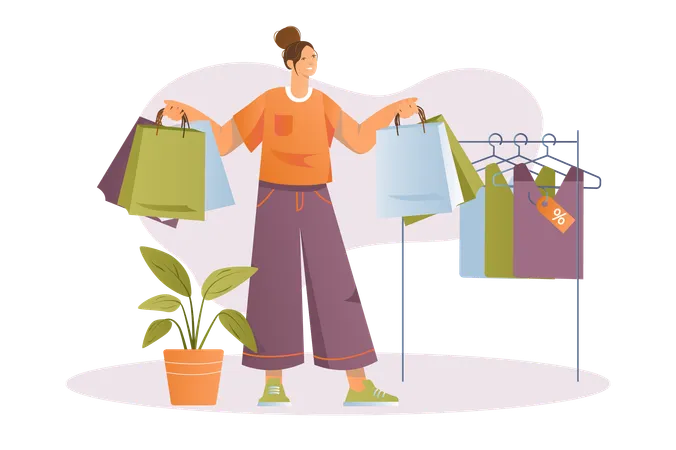 Girl doing clothes shopping  Illustration