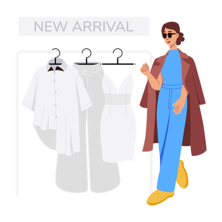 Girl doing clothes shopping  Illustration