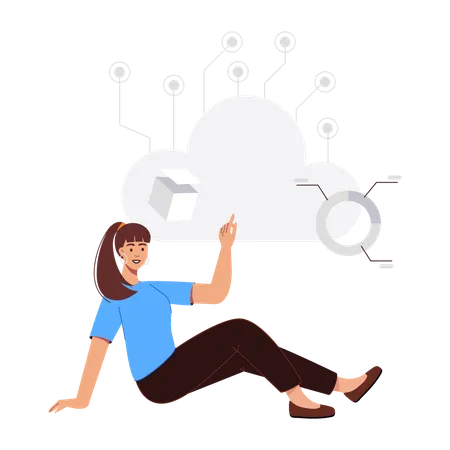 Girl doing cloud analysis  Illustration