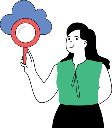 Girl doing cloud search  Illustration