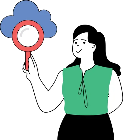 Girl doing cloud search  Illustration
