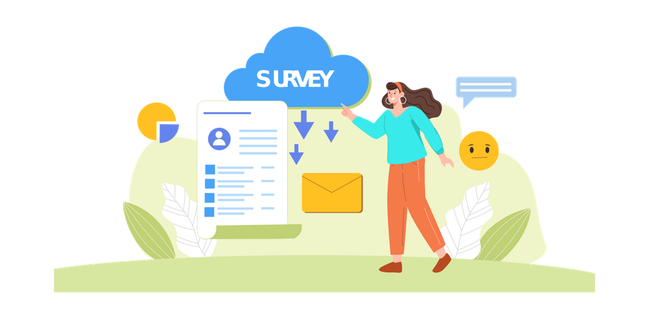 Girl doing cloud survey  Illustration