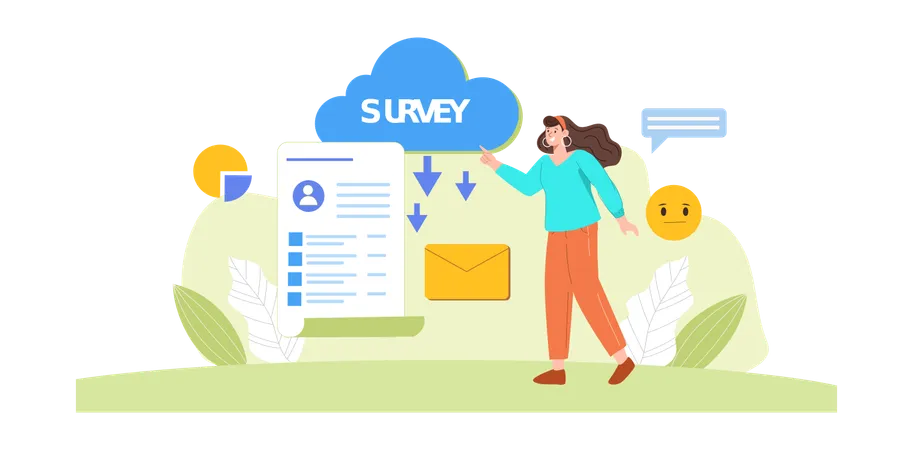 Girl doing cloud survey  Illustration