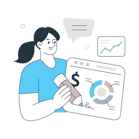 Girl doing Competitive Analysis  Illustration