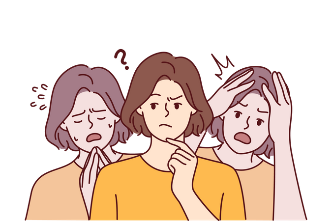 Girl doing confused facial expressions Illustration