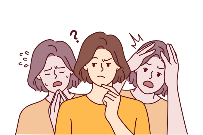 Girl doing confused facial expressions  Illustration