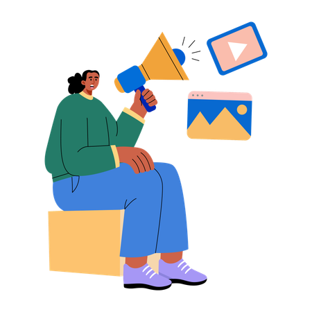 Girl doing content marketing  Illustration