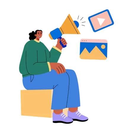 Girl doing content marketing  Illustration