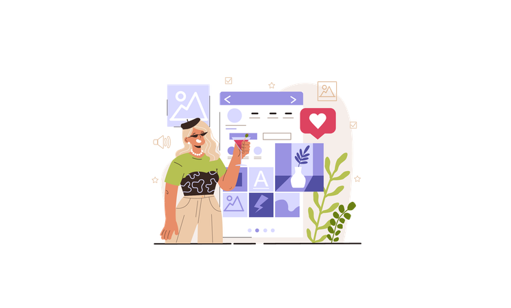 Girl doing content marketing Illustration