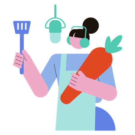 Girl doing cooking podcast  Illustration