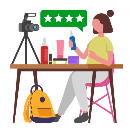 Girl doing Cosmetics Review Vlog  Illustration