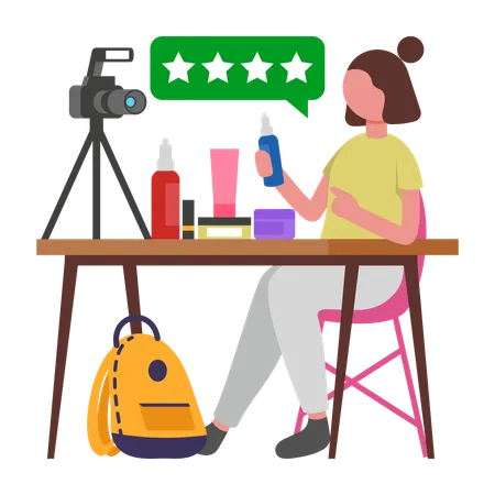Girl doing Cosmetics Review Vlog  Illustration