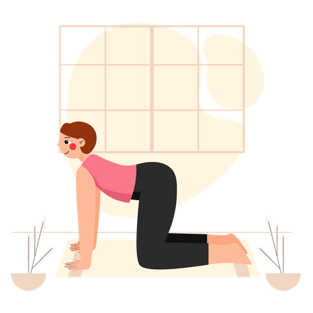 Girl doing Cow pose yoga Illustration