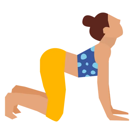 Girl doing cow yoga pose  Illustration