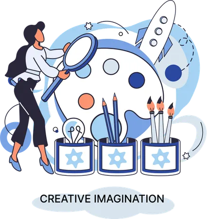 Girl doing Creative Imagination And Creativity  Illustration