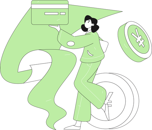 Girl doing credit card payment  Illustration