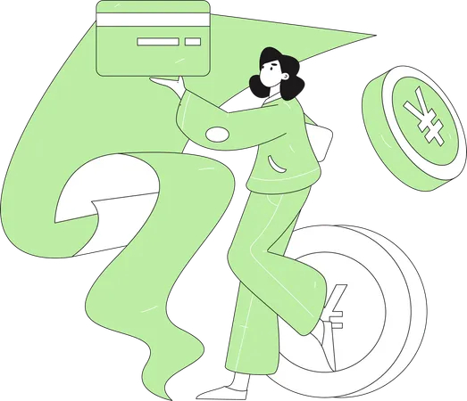 Girl doing credit card payment  Illustration