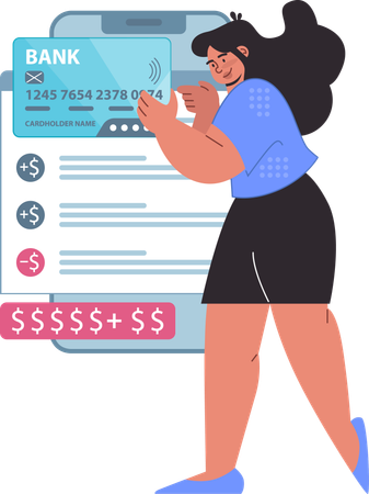 Girl doing credit card payment  Illustration