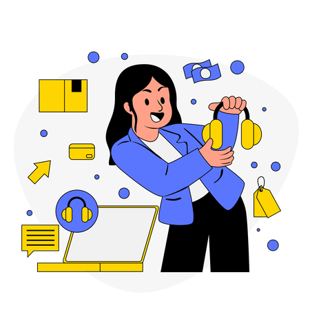 Girl doing Cross-selling  Illustration